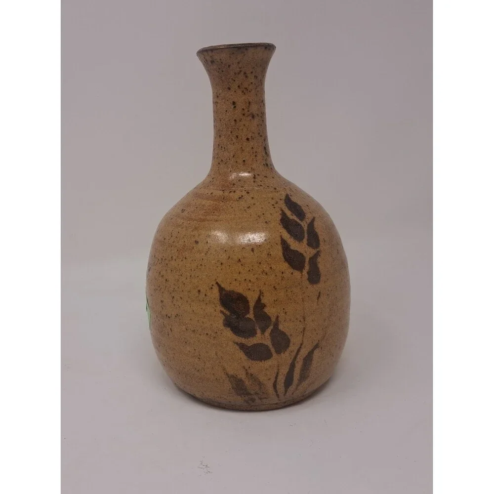 Vintage Studio Art Pottery Bud Vase Artist Signed Flowers Approx 70s 80s 7
